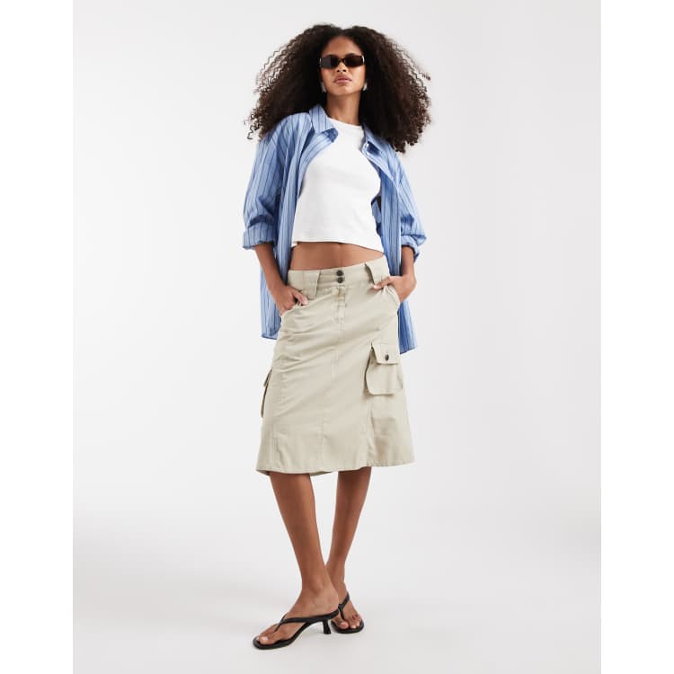 Motel Rovie utility midaxi skirt in latte | ASOS