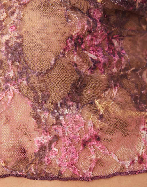 Motel Rubik abstract mesh cami in rose pink plum, 4 of 4