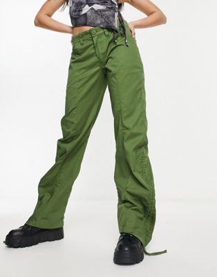 Motel ruched hem slouch trousers in hunter green - ASOS Price Checker