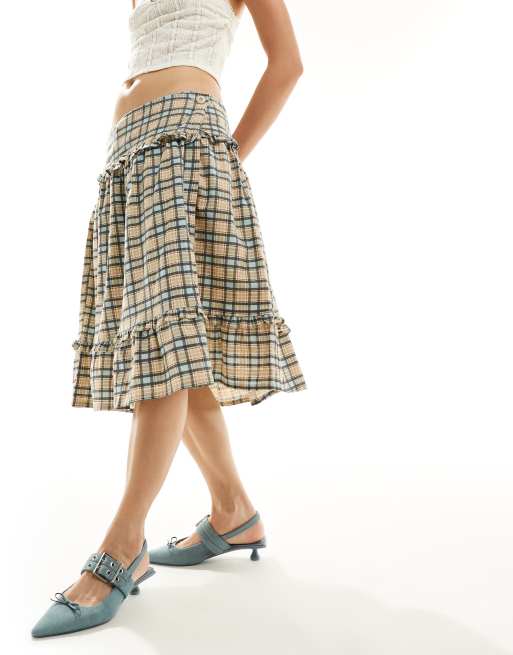 Checkered ruffle skirt best sale