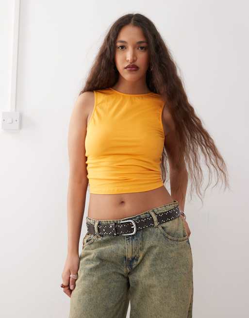 Motel Runaba backless tank top in faded orange, 4 of 4