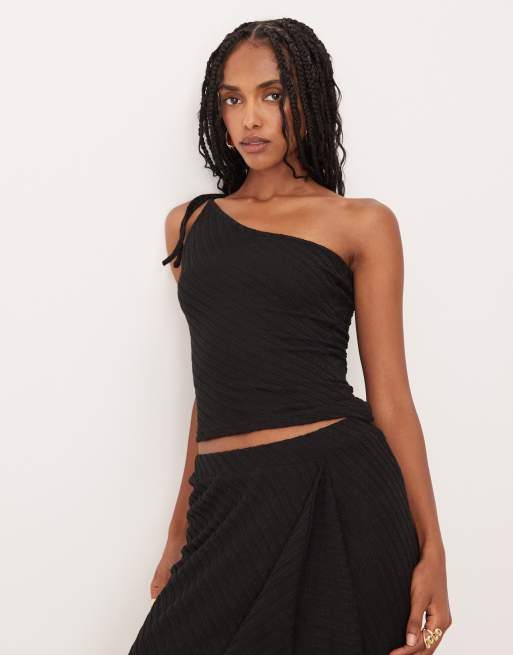 Motel Rusan off the shoulder tie detail top in black - part of a set