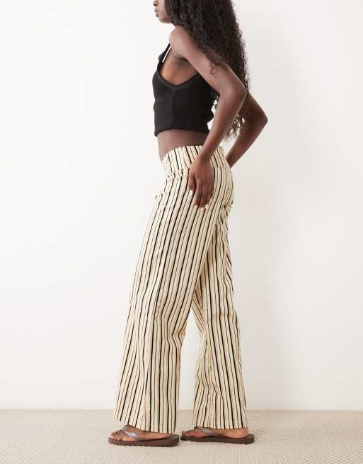 Motel Rysele pantaloni a gamba larga a righe beige, 2 di 5