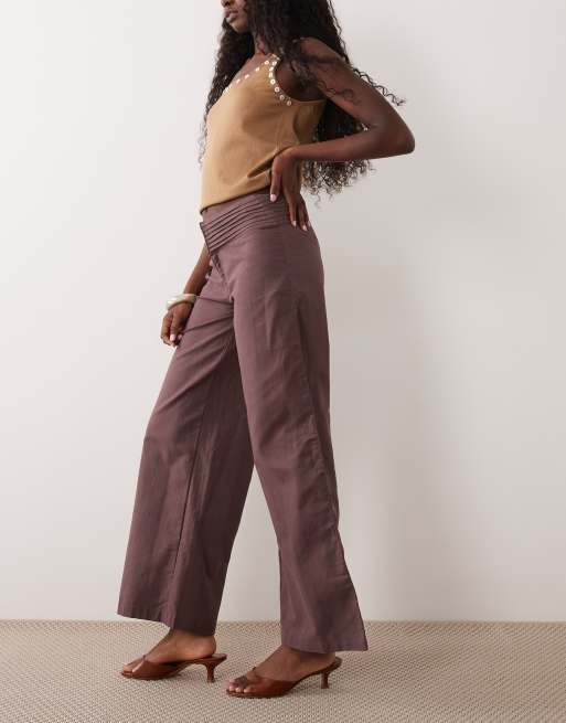 Motel - Sadasi - Broek met lage taille in taupe bruin, 2 van 5
