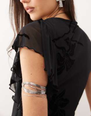 MOTEL SALYA FLOCK ONE-SHOULDER RUFFLE MINI DRESS 