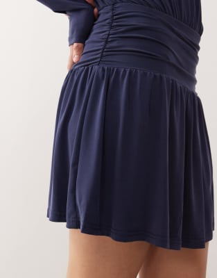 Motel sanuli slinky batwing mini dress in navy | ASOS