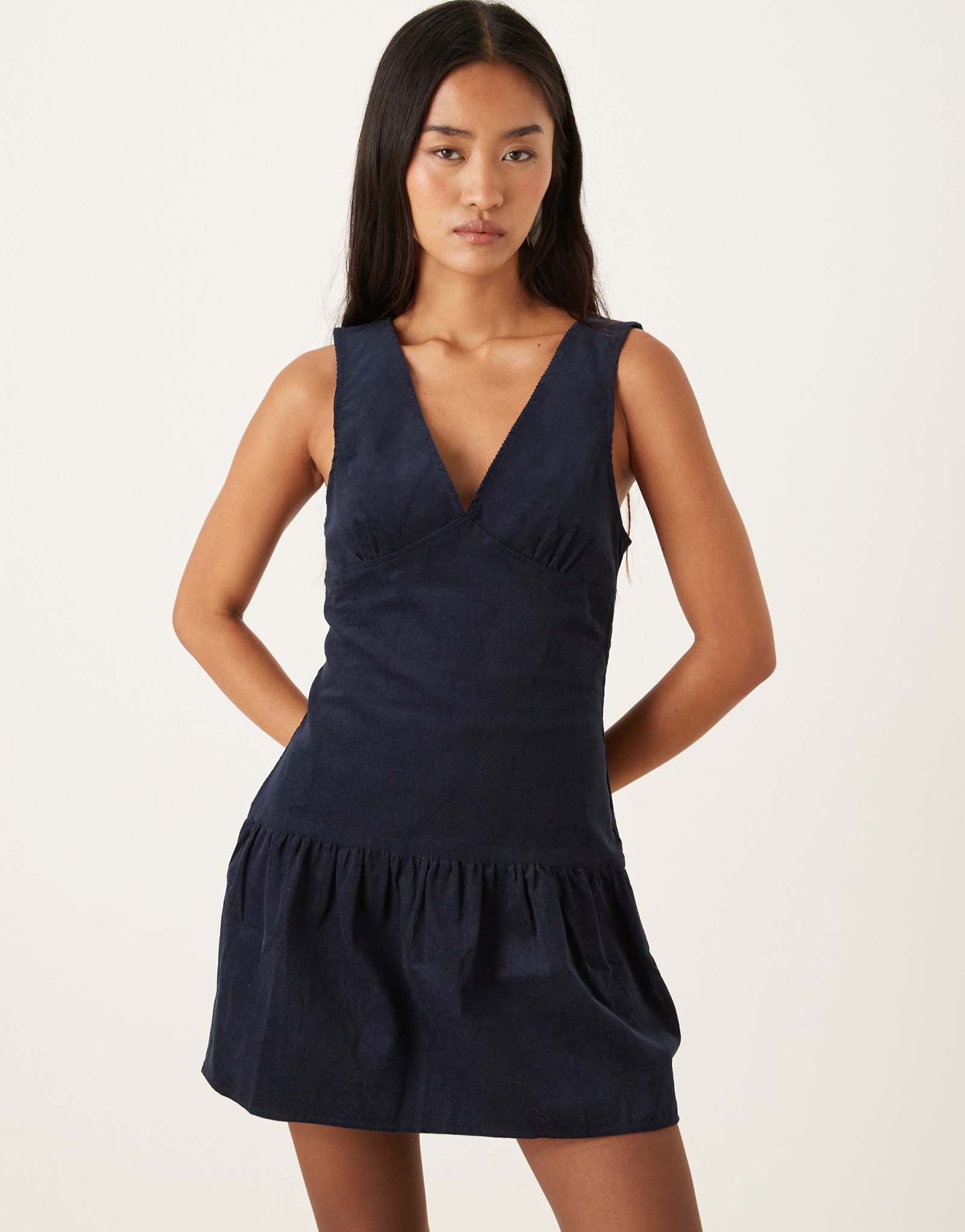 Мини-платье Motel Sarabi cord темно-синего цвета