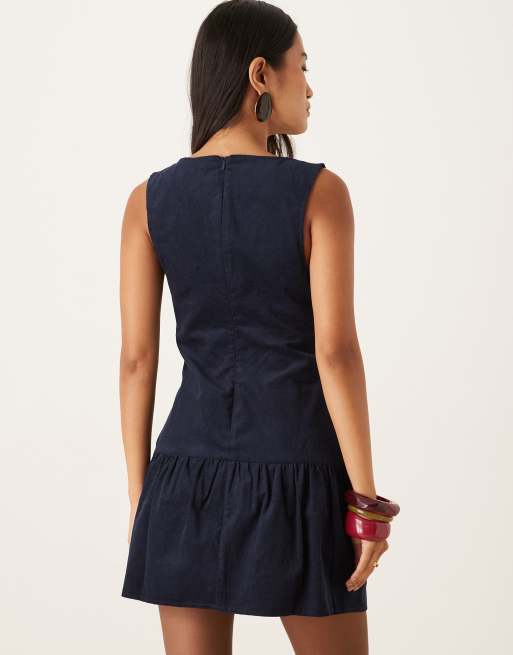Motel – Sarabi – Minikleid aus Cord in Marineblau, 4 von 4