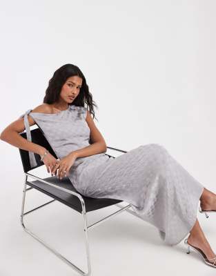 Motel Sardian Chiffon Off Shoulder Maxi Dress In Black