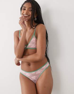 Motel sarpa contrast edge lace briefs in pink and green