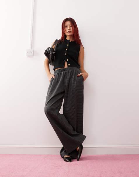 Motel sasari oversized check trousers in navy - view 1