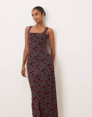 Motel Sayidan Midi Dress With Square Neck In Blue