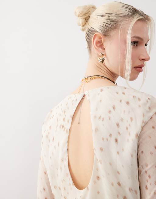 Motel seita deer print oversized blouse in ivory, 2 of 4