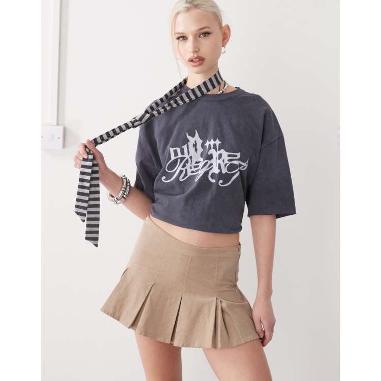 Motel Sejuani cord box pleat mini skirt in sand | ASOS