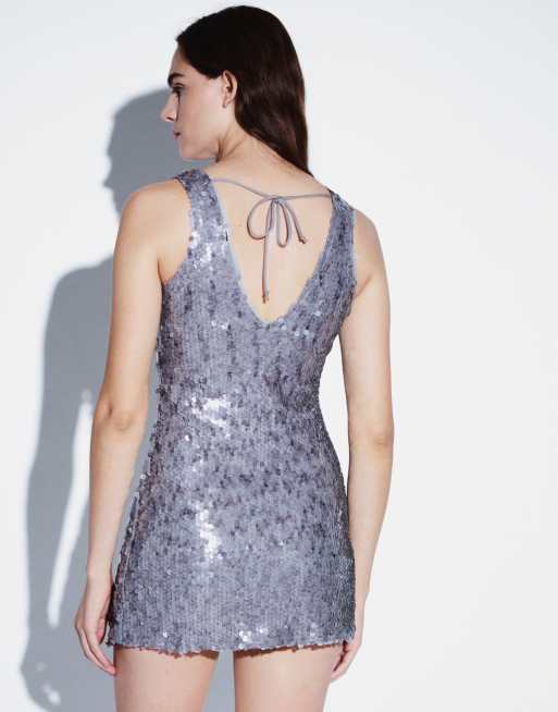 Motel sequin mini dress in silver , 4 of 8