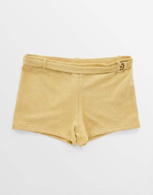 Motel Sera short shimmer knit shorts in yellow - part of a set, 6 of 7