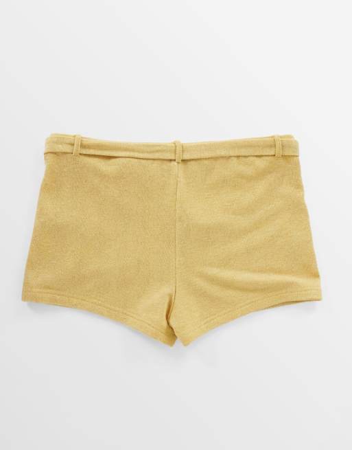 Motel Sera short shimmer knit shorts in yellow - part of a set, 7 of 7