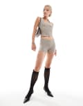 [Motel] Motel Sera striped micro shorts in neutral (part of a set) L Neutral