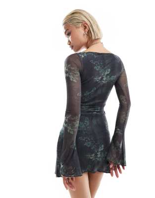 chinese dress ladies Love Unfolded Draped Flocked Lace Mini Dress – VICI main image 0