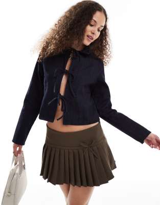 Shop Motel sewulan tie jacket indigo denim Online – Trendy & Affordable Fashion