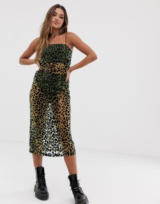 leopard sheer dress