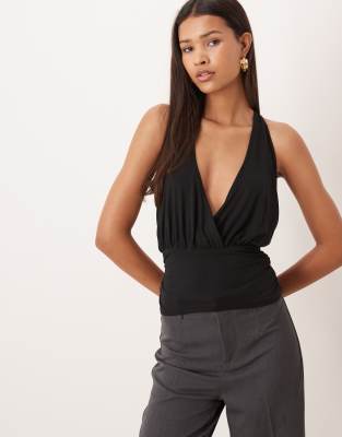 Motel Sherlyn Halter Top In Black