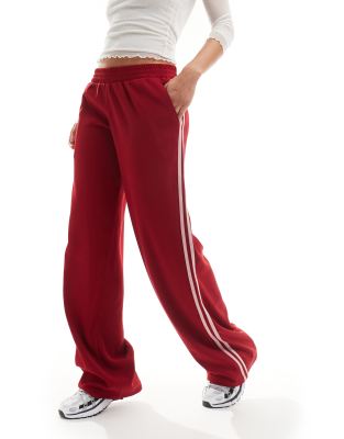 Motel Side Stripe Tracksuit Pants In Red And Pink