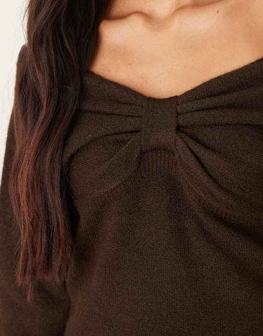 Motel - Sikuna - Maglione marrone con spalle scoperte, 3 di 4