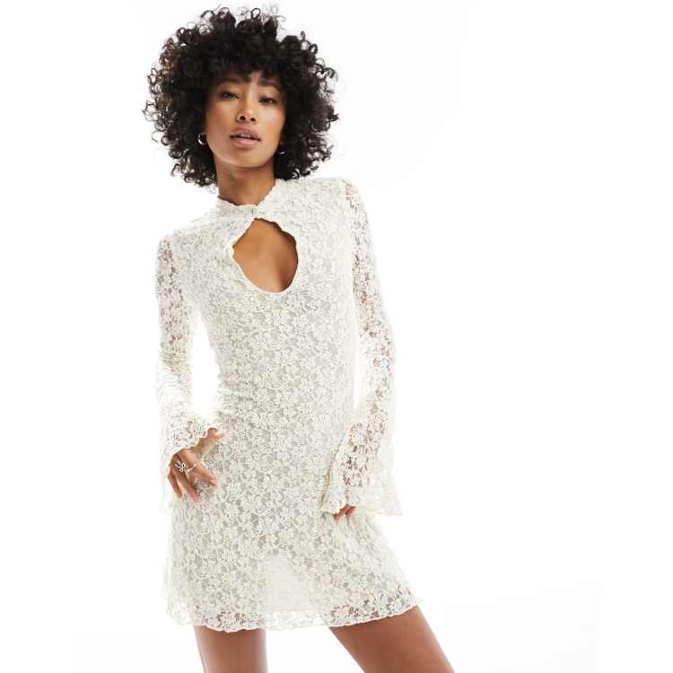 knee length dresses for ladies Emerald Long Sleeve Square Neck Mini Dress Large main image 0