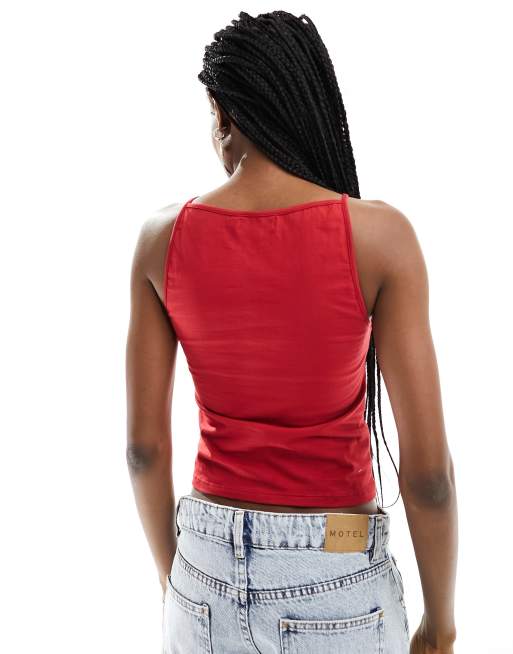 Red strappy vest top new arrivals