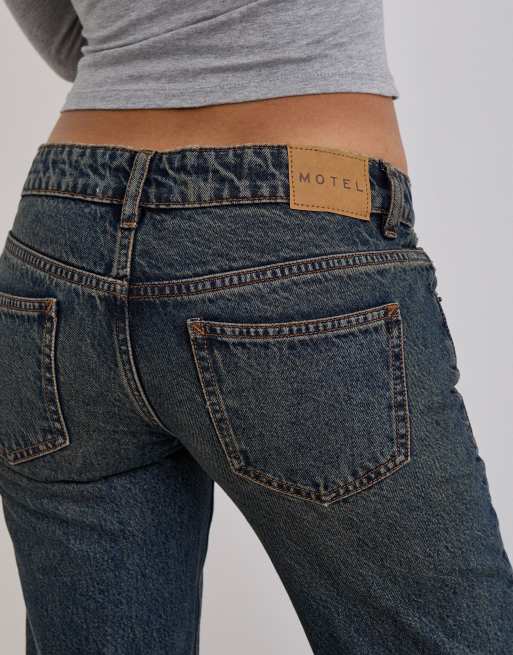 Motel - Snavset grønne jeans med ekstra lav talje og svaj , 3 af 4