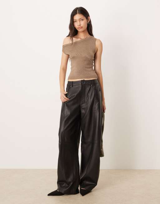 Motel Sojin off-shoulder top with eyelets in gold, 2 of 4