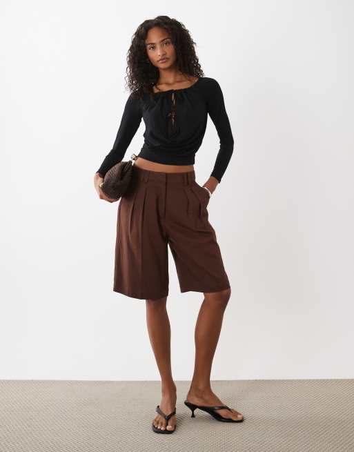Motel Sore cowl plunge beaded top in black, 3 of 4