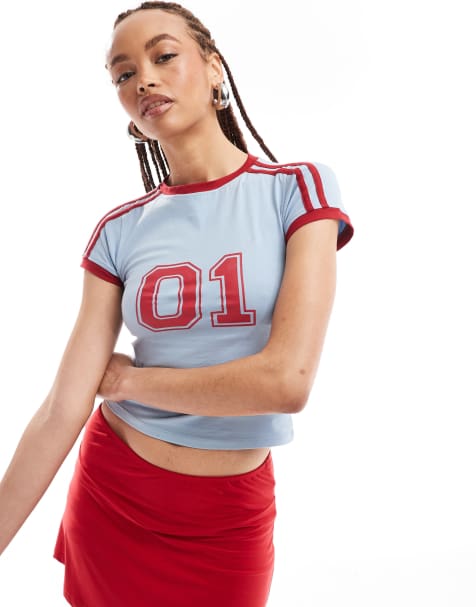 Motel sports stripe baby T-shirt in Nantucket blue - view 1