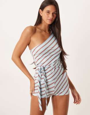 stripe detailing shorts in light blue - part of a set
