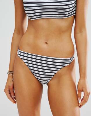 Motel Stripe High Leg Bikini Bottom-Multi