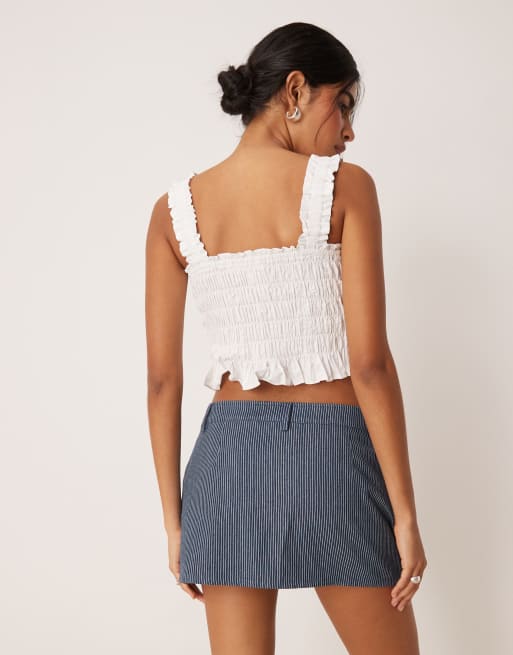 Motel striped a-line mini skirt in blue, 3 of 5