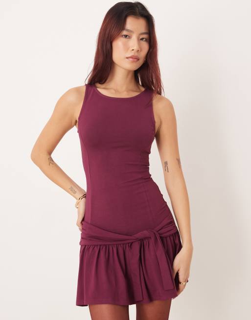 Motel Supriati jersey mini dress in deep purple, 2 of 4
