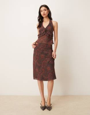 Motel Suriela Midi Skirt In Brown