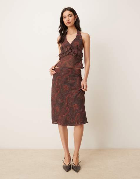 Motel Suriela midi skirt in brown royal paisley - part of a set - view 1