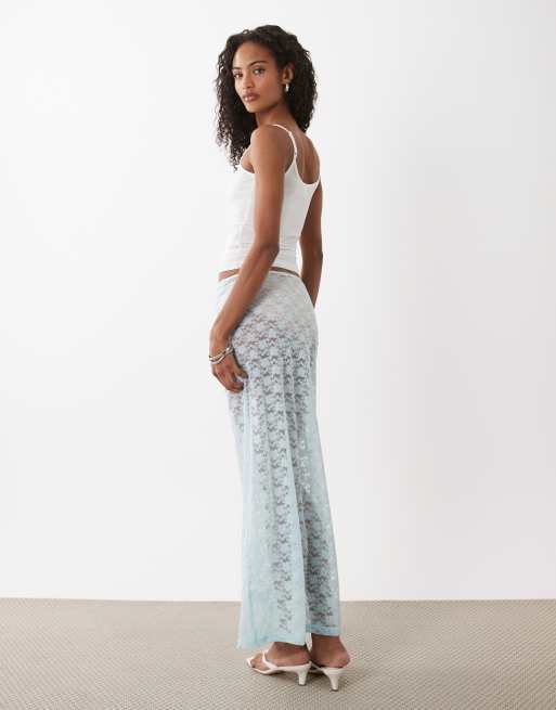 Motel Surina lace skirt in turquoise, 2 of 5