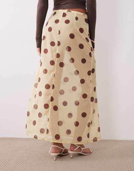 Motel Surina sheer yellow brown polka skirt, 4 of 5