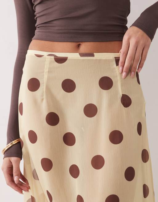 Motel Surina sheer yellow brown polka skirt, 5 of 5