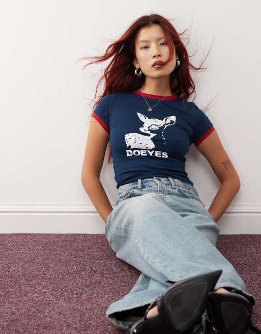Motel sutin doe motif baby t-shirt in navy