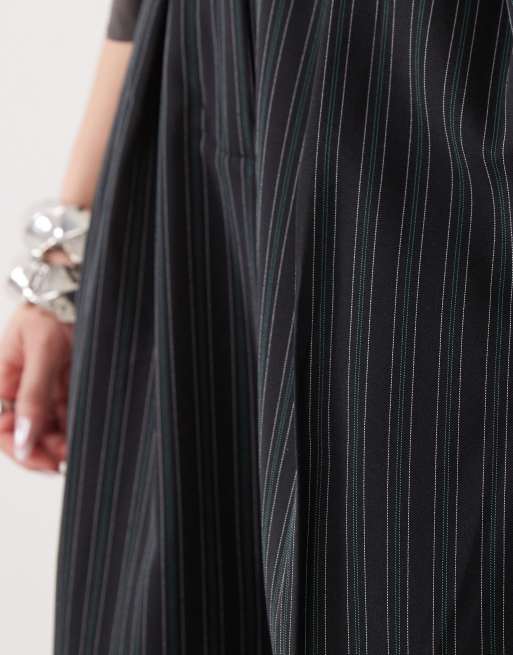 Motel syra pleated pants in pinstripe black