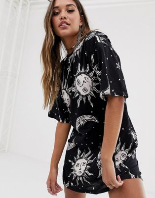 Motel t-shirt dress in sun and moon 