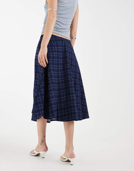 Motel Takara midaxi skirt in midnight check, 4 of 5