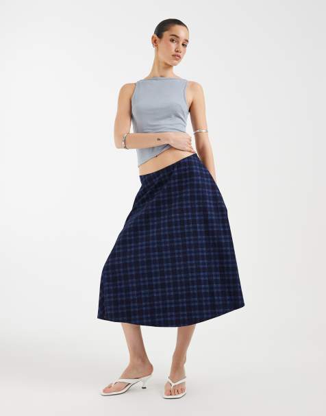 Motel Takara midaxi skirt in midnight plaid - view 1