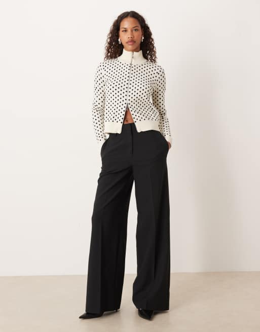 Motel Talisa zip up knit jacket in polka dots | ASOS