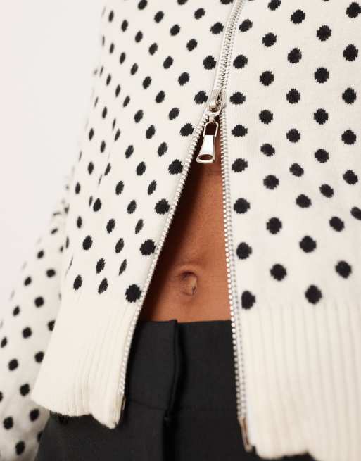 Motel Talisa zip up knit jacket in polka dots | ASOS